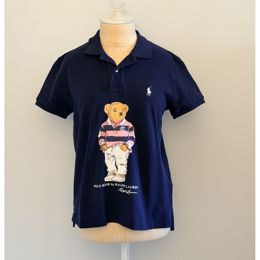 Polo Bear by Ralph Lauren Men's Small Polo Shirt Navy Preppy Bear Classic Fit